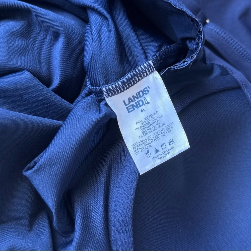 Land's End Navy Sculpting Suit Draped One Piece Swim Size 4 Long Torso - Picture 4 of 7